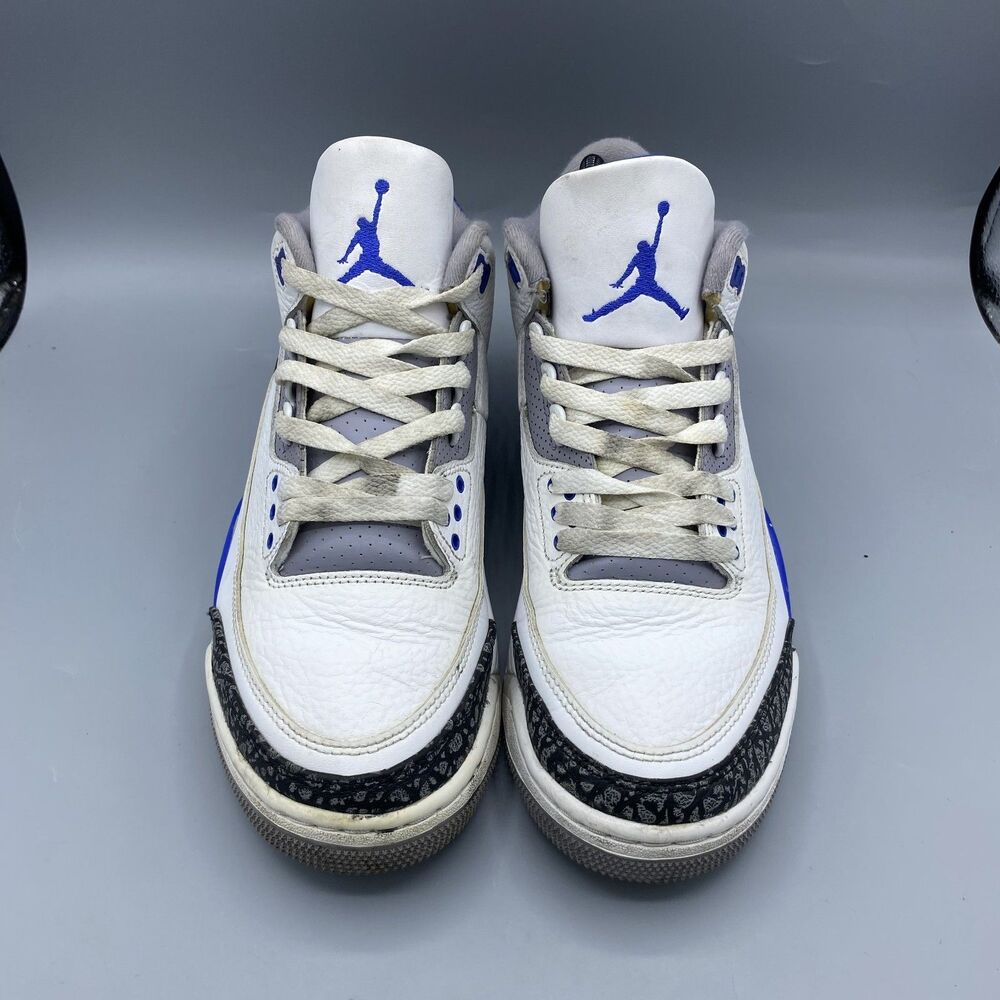 Nike Air Jordan III RETRO 3 Racer Blue Cement OG Sneakers Size 7.5 Rare - Picture 3 of 7